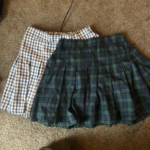 Streetwear Society Blue and Green Plaid Skater Skirts